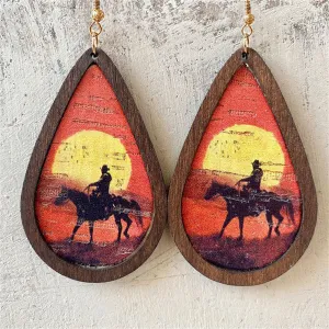 Red & Wood 18K Gold-Plated Cowboy Drop Earrings