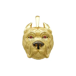 Red-Eyes Glossy Matte Bulldog Head Pendant (14K)