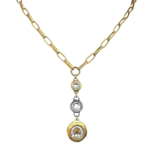 Reproduction 18" Gold Plated Chain with Sterling and Gold Plated Swarovski Crystals