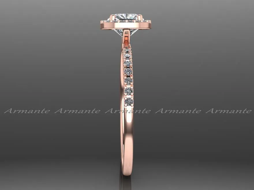 Rose Gold Halo Diamond & Moissanite Wedding Ring