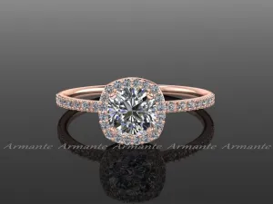 Rose Gold Halo Diamond & Moissanite Wedding Ring