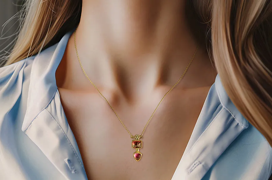 Rosy Outlook - 22K and Spinel Necklace