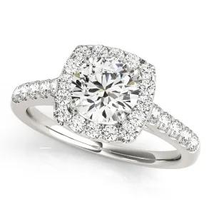 Round Diamond Cushion Halo Pavé Engagement Ring| 0.75 Carat Total Weight