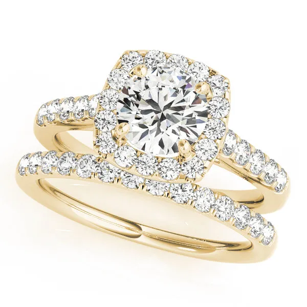 Round Diamond Cushion Halo Pavé Engagement Ring| 0.75 Carat Total Weight