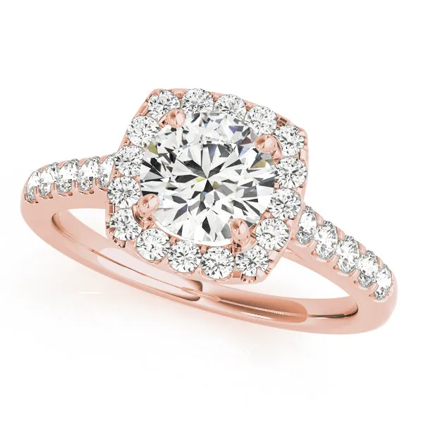Round Diamond Cushion Halo Pavé Engagement Ring| 0.75 Carat Total Weight