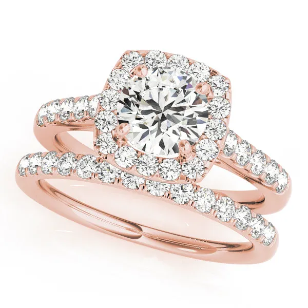 Round Diamond Cushion Halo Pavé Engagement Ring| 0.75 Carat Total Weight