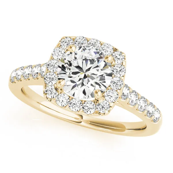Round Diamond Cushion Halo Pavé Engagement Ring| 0.75 Carat Total Weight