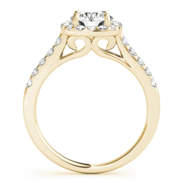 Round Diamond Cushion Halo Pavé Engagement Ring| 0.75 Carat Total Weight