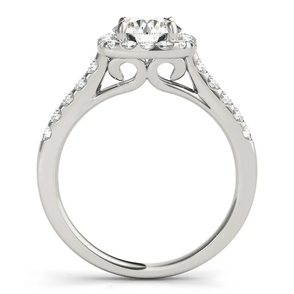 Round Diamond Cushion Halo Pavé Engagement Ring| 0.75 Carat Total Weight