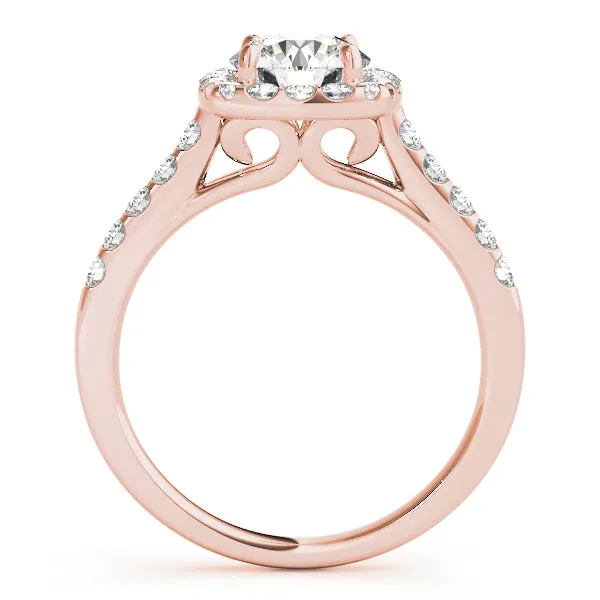 Round Diamond Cushion Halo Pavé Engagement Ring| 0.75 Carat Total Weight