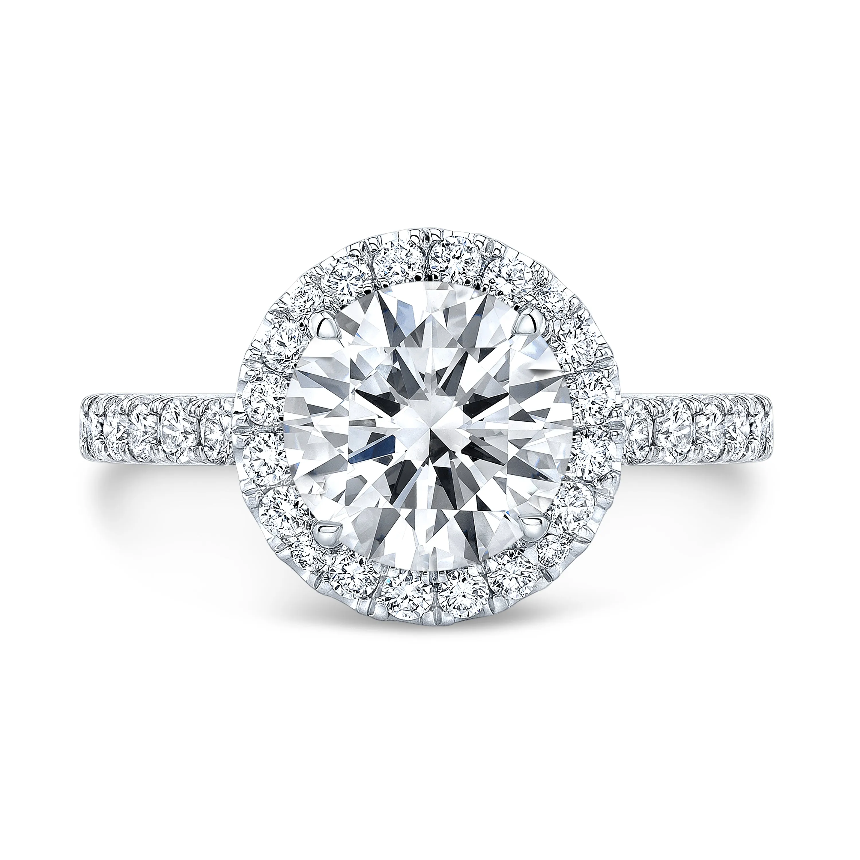 Round Diamond Halo Pavé Engagement Ring| 0.50 Carat Total Weight