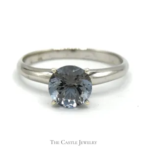 Round Mystic Topaz Solitaire Ring in 4 Prong 14k White Gold Setting