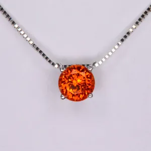 Round Spessartite Garnet Solitair Floating Gem Necklace 1.20ct