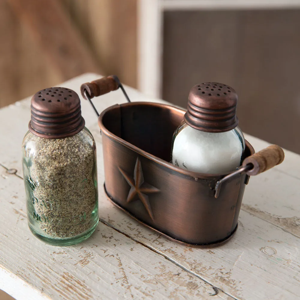 Rustic Copper Star Salt & Pepper Holder