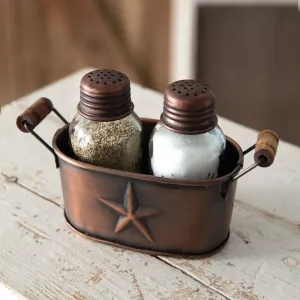 Rustic Copper Star Salt & Pepper Holder