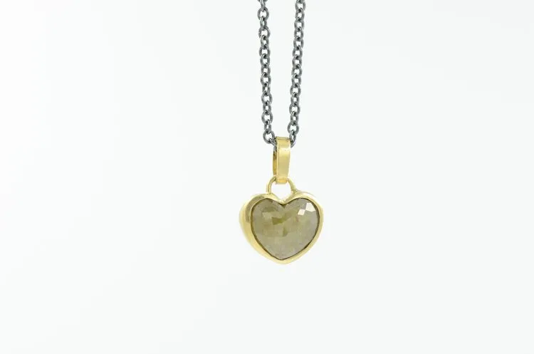 Rustic Diamond Heart Necklace