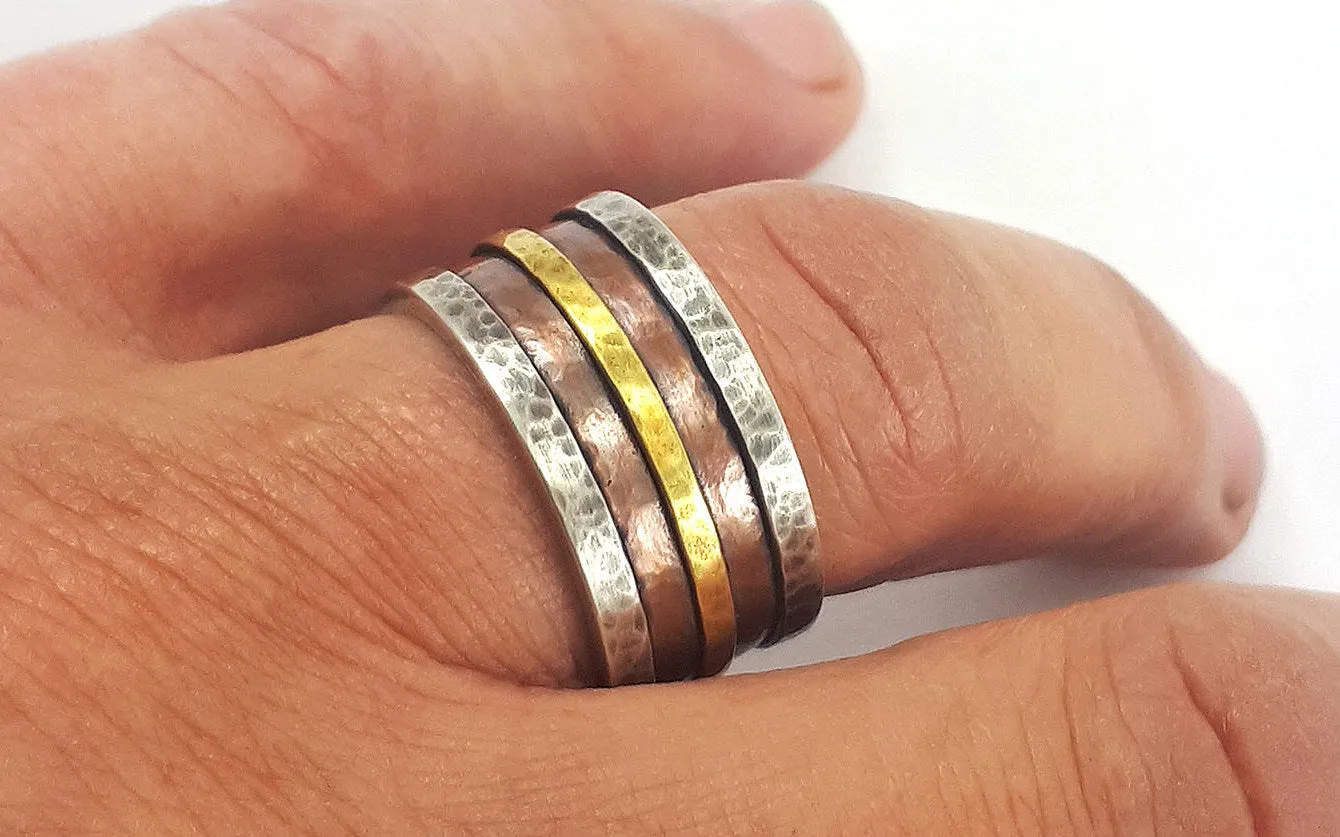 Rustic Engagement Ring Men - Customized 8mm to 12mm