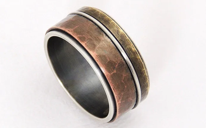 Rustic mixed metal men ring