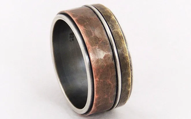 Rustic mixed metal men ring