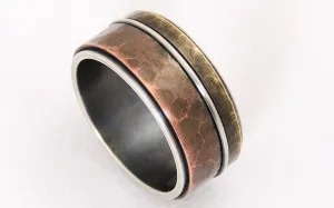 Rustic mixed metal men ring