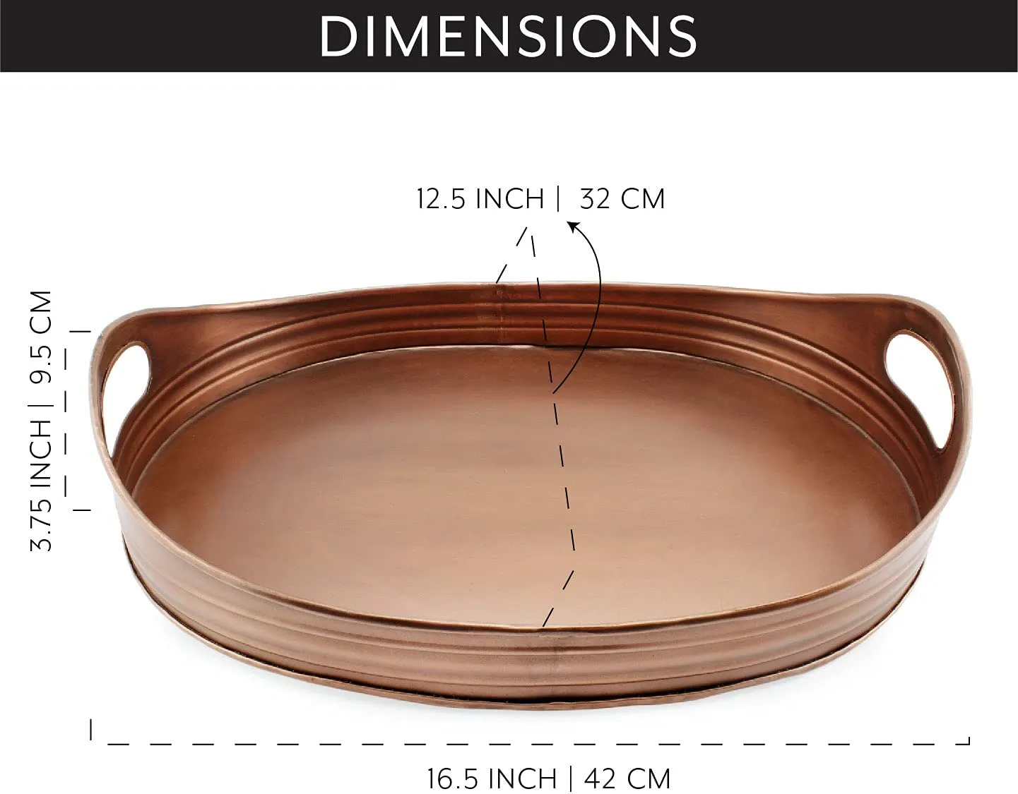 Rustic Oval Copper Tray (Case of 10)