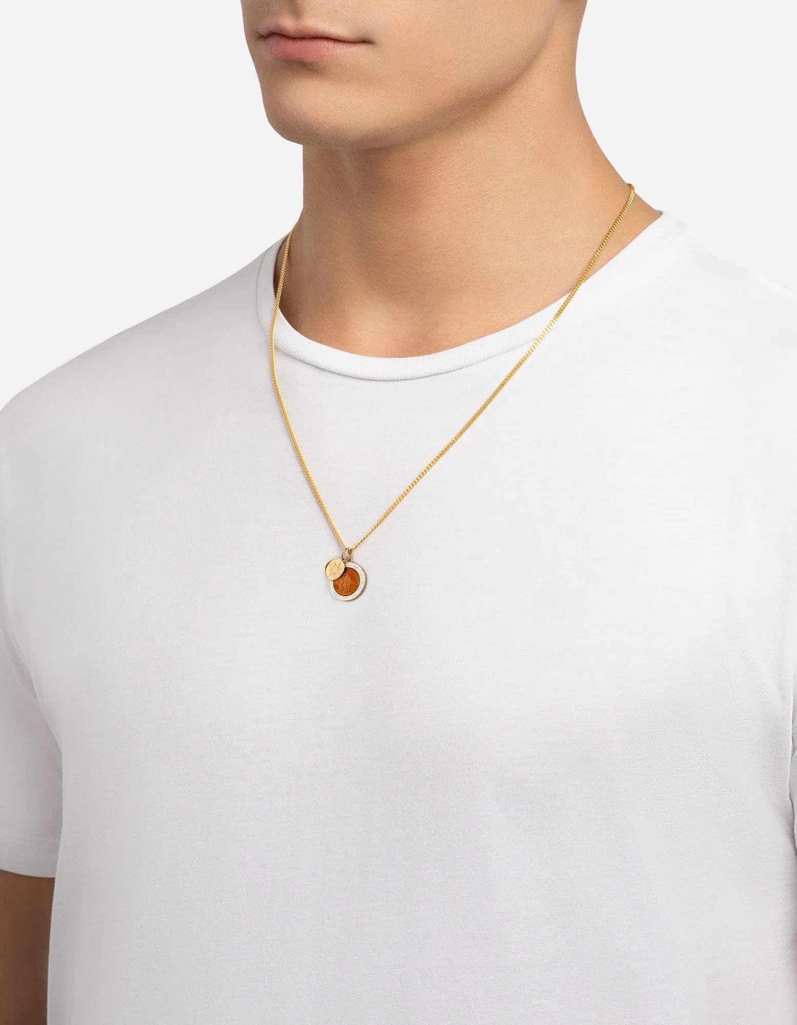 Saint Christopher Surf Necklace, Gold Vermeil/Desert Sun