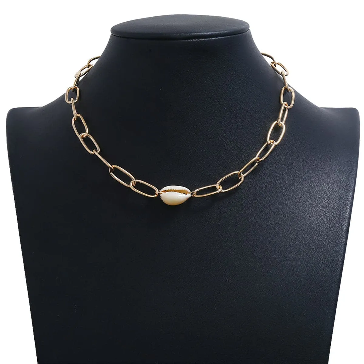Shell & 18K Gold-Plated Figaro Chain Choker Necklace