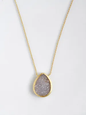 Shining Druzy Teardrop Necklace