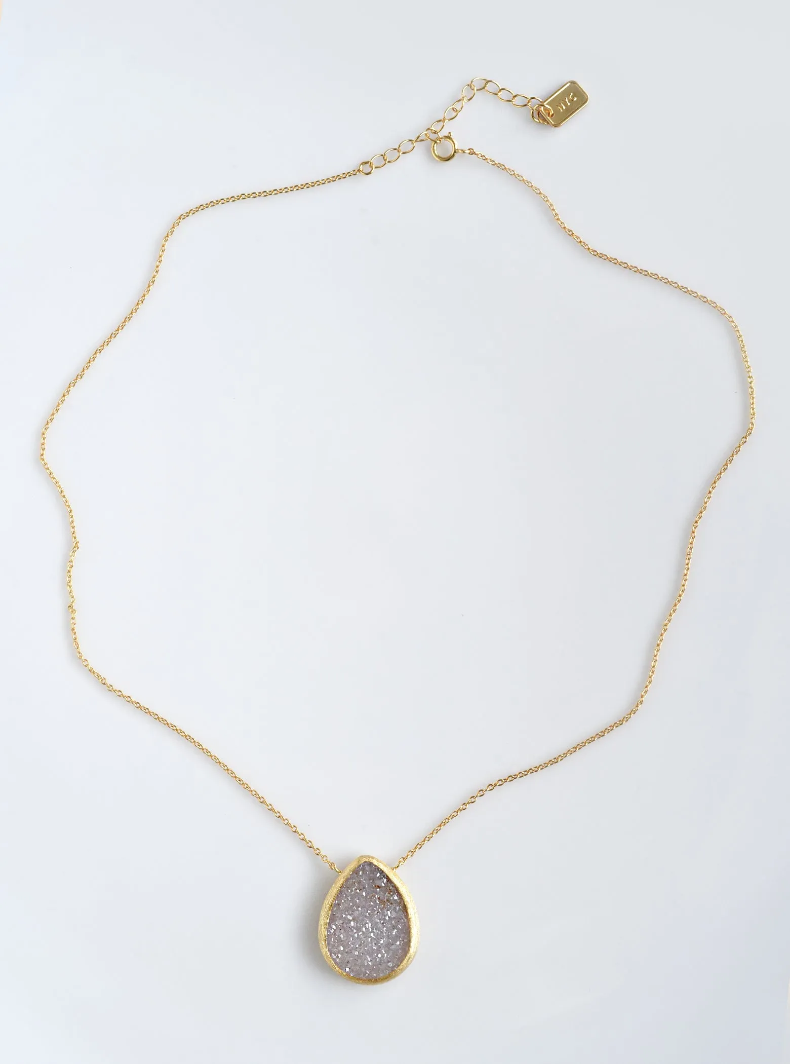 Shining Druzy Teardrop Necklace