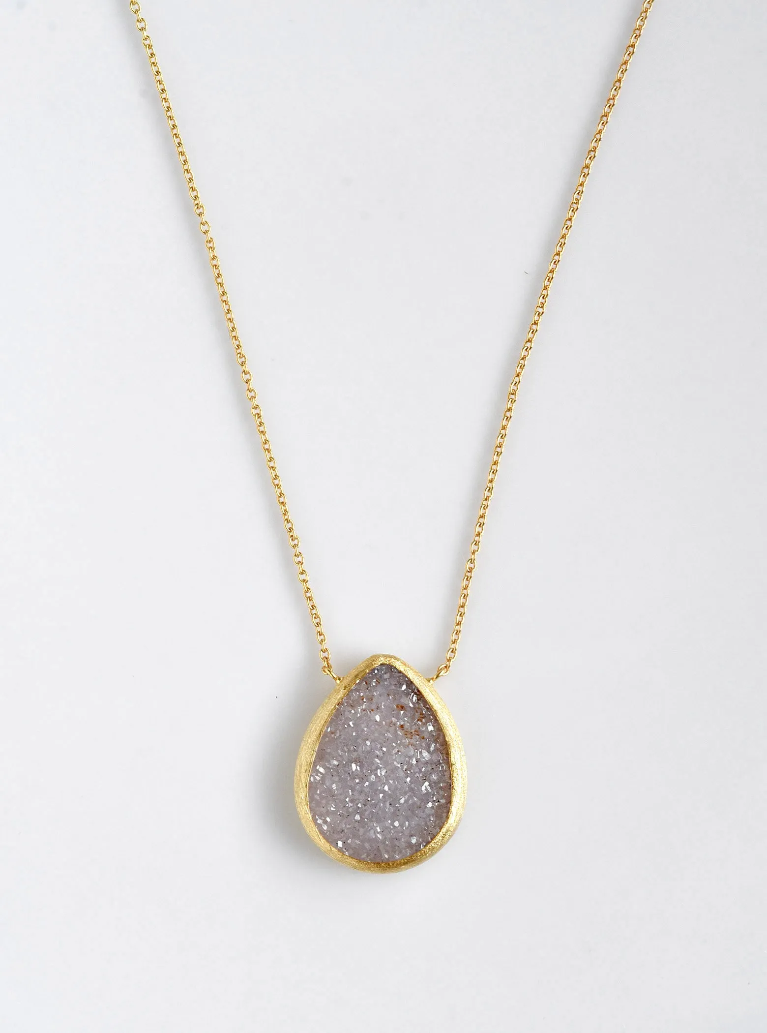 Shining Druzy Teardrop Necklace