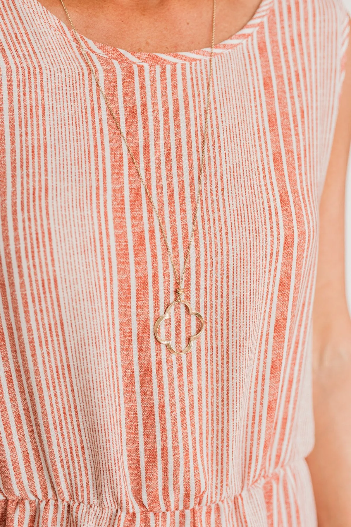Shining My Smile Clover Pendant Necklace- Gold