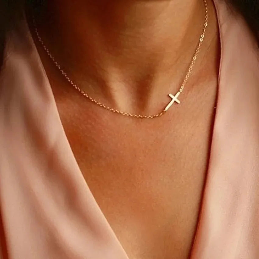 Sideway Mini Cross Necklace