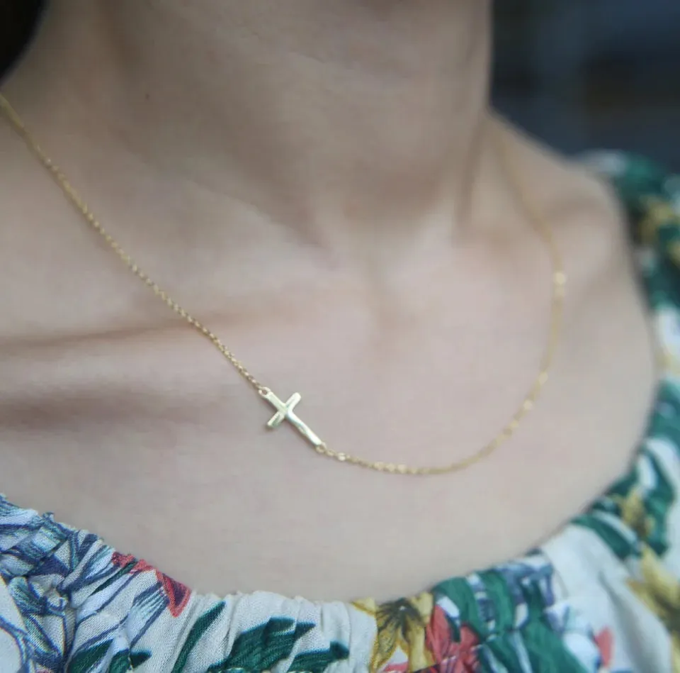 Sideway Mini Cross Necklace