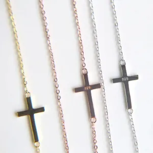 Sideway Mini Cross Necklace