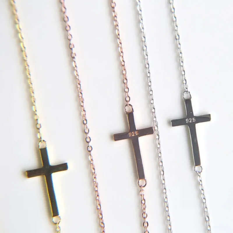 Sideway Mini Cross Necklace
