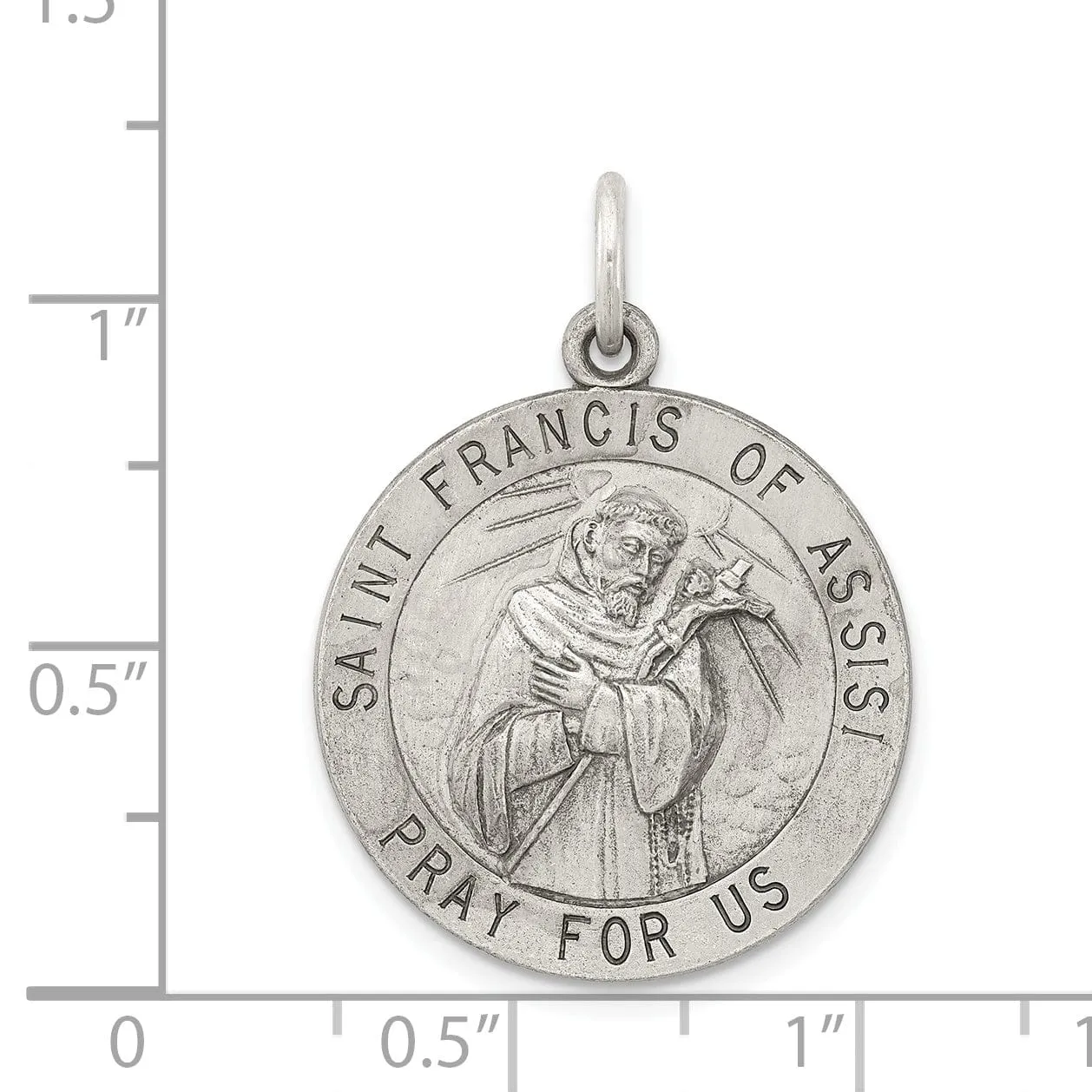Silver Antiqued Saint Francis of Assisi Medal