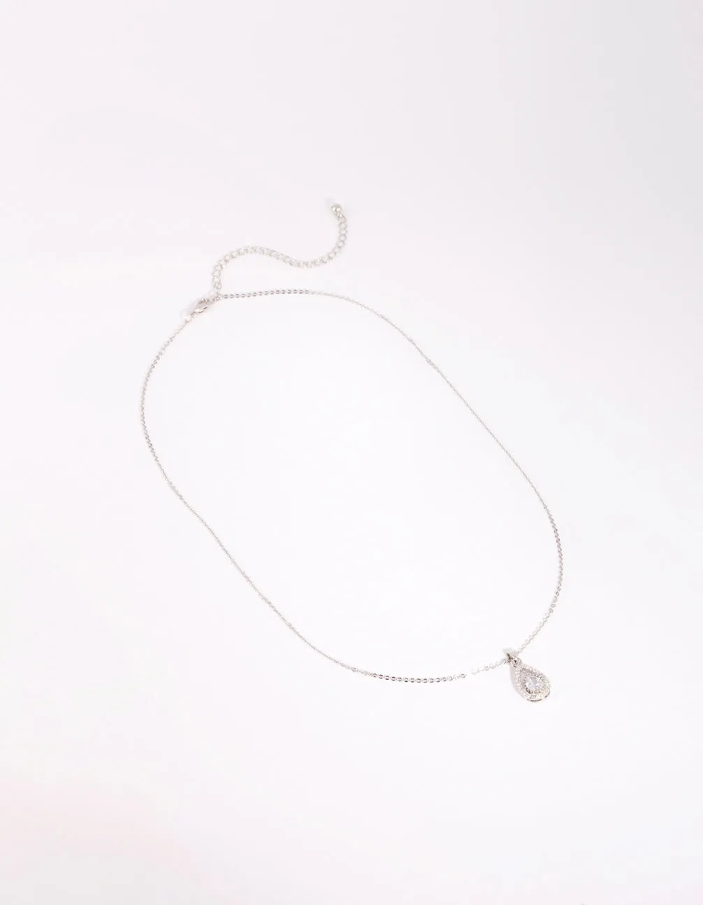 Silver Cubic Zirconia Teardrop Necklace & Earrings Set