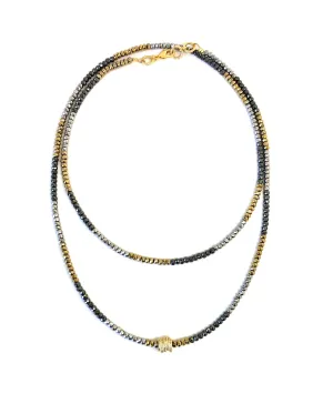 Silver, Gold & Gunmetal Hematite Dash Necklace