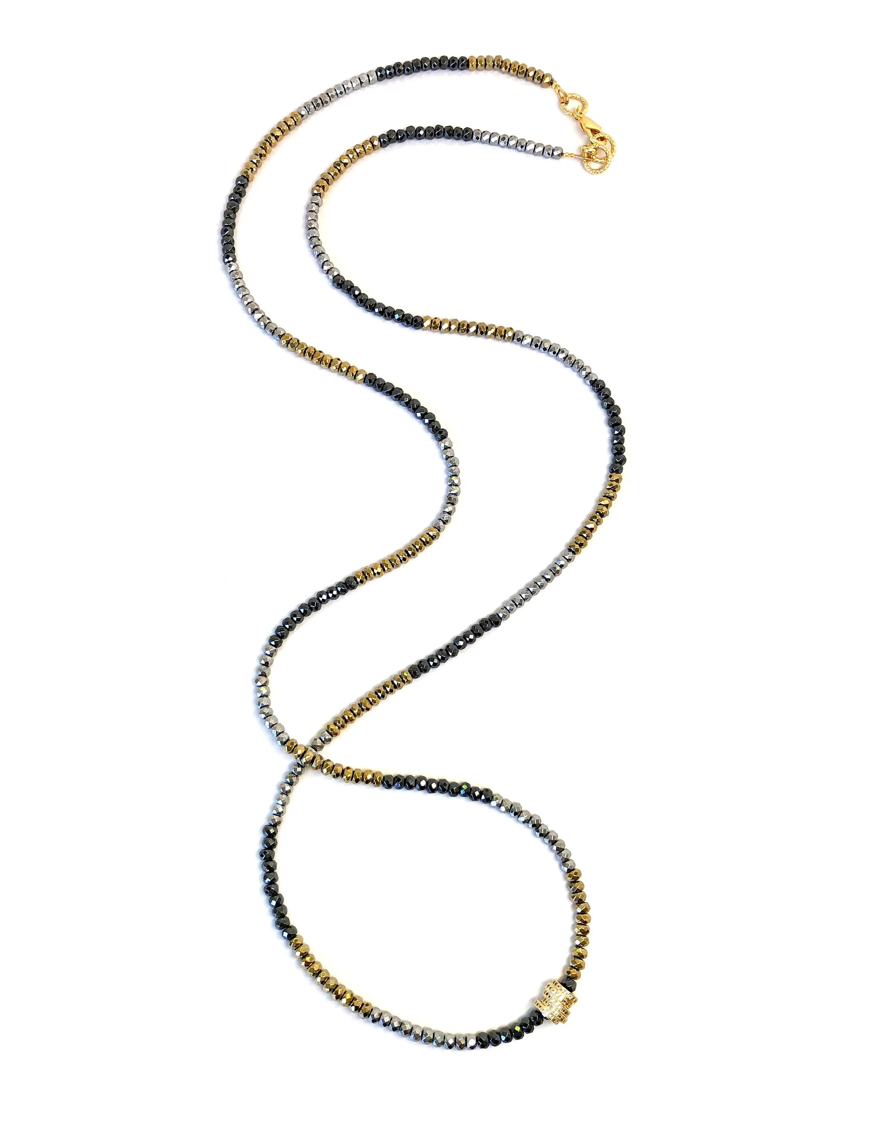 Silver, Gold & Gunmetal Hematite Dash Necklace