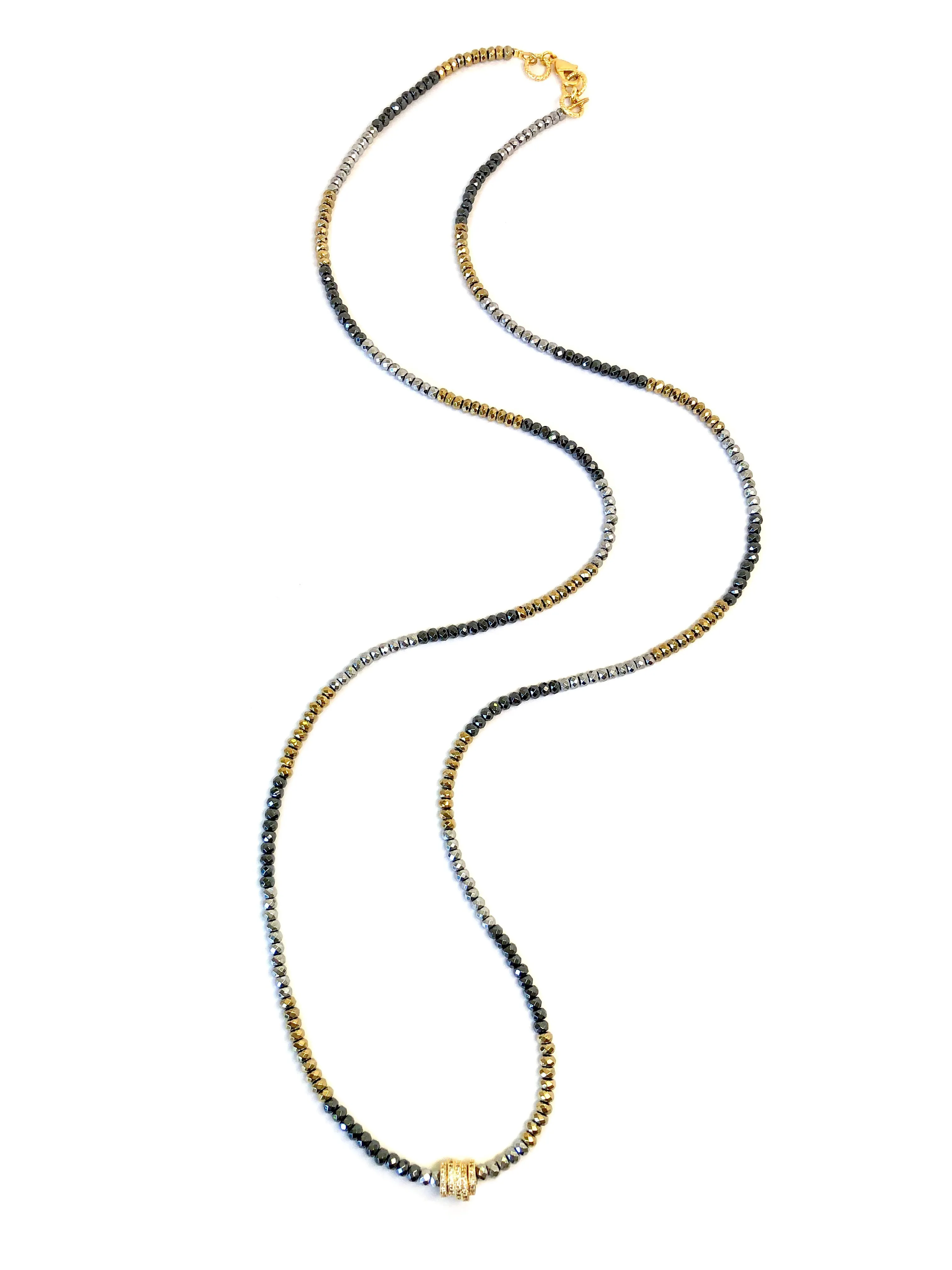 Silver, Gold & Gunmetal Hematite Dash Necklace