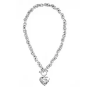 Silver Heart Pendant Chain Necklace #FW1203247 (UB4)