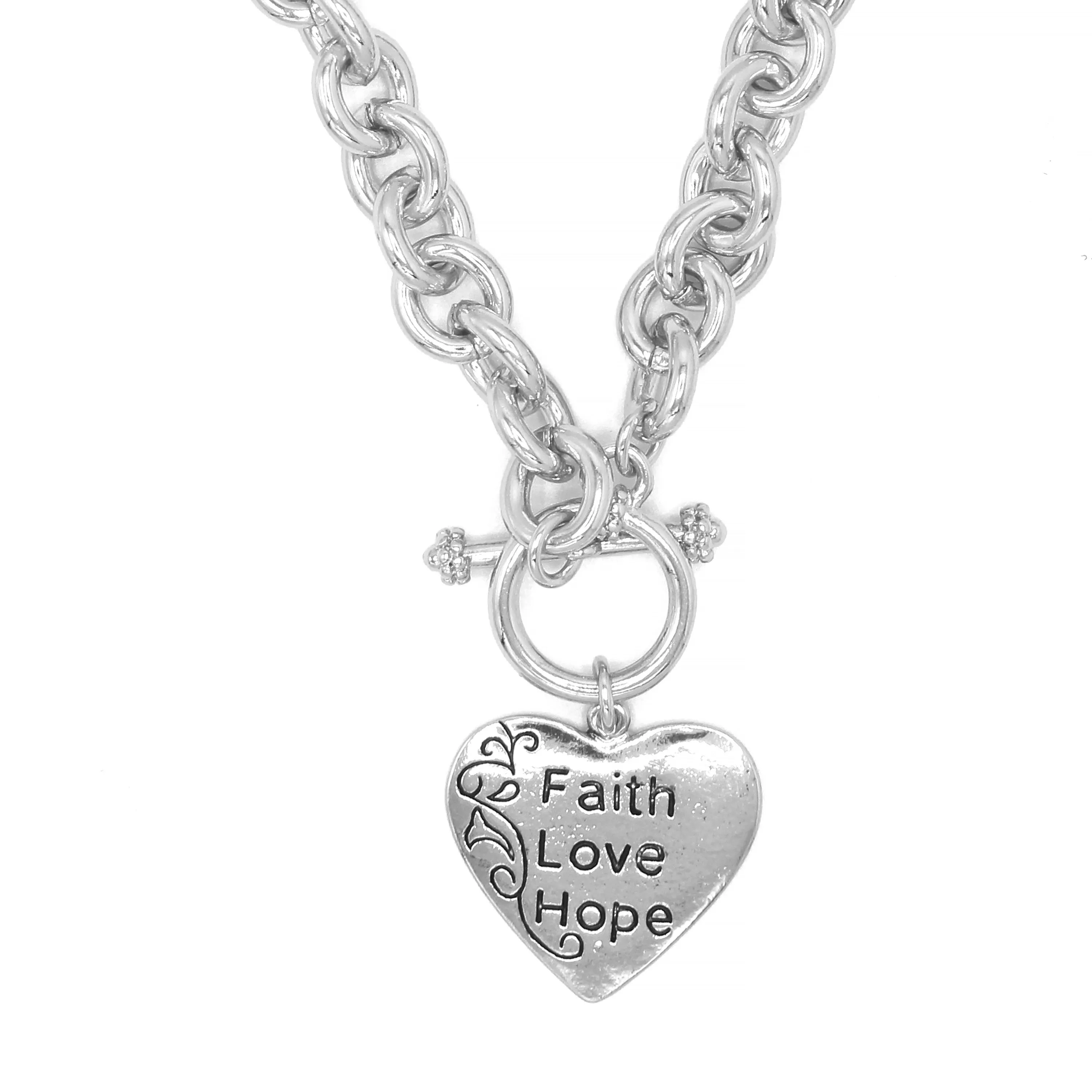 Silver Heart Pendant Chain Necklace #FW1203247 (UB4)