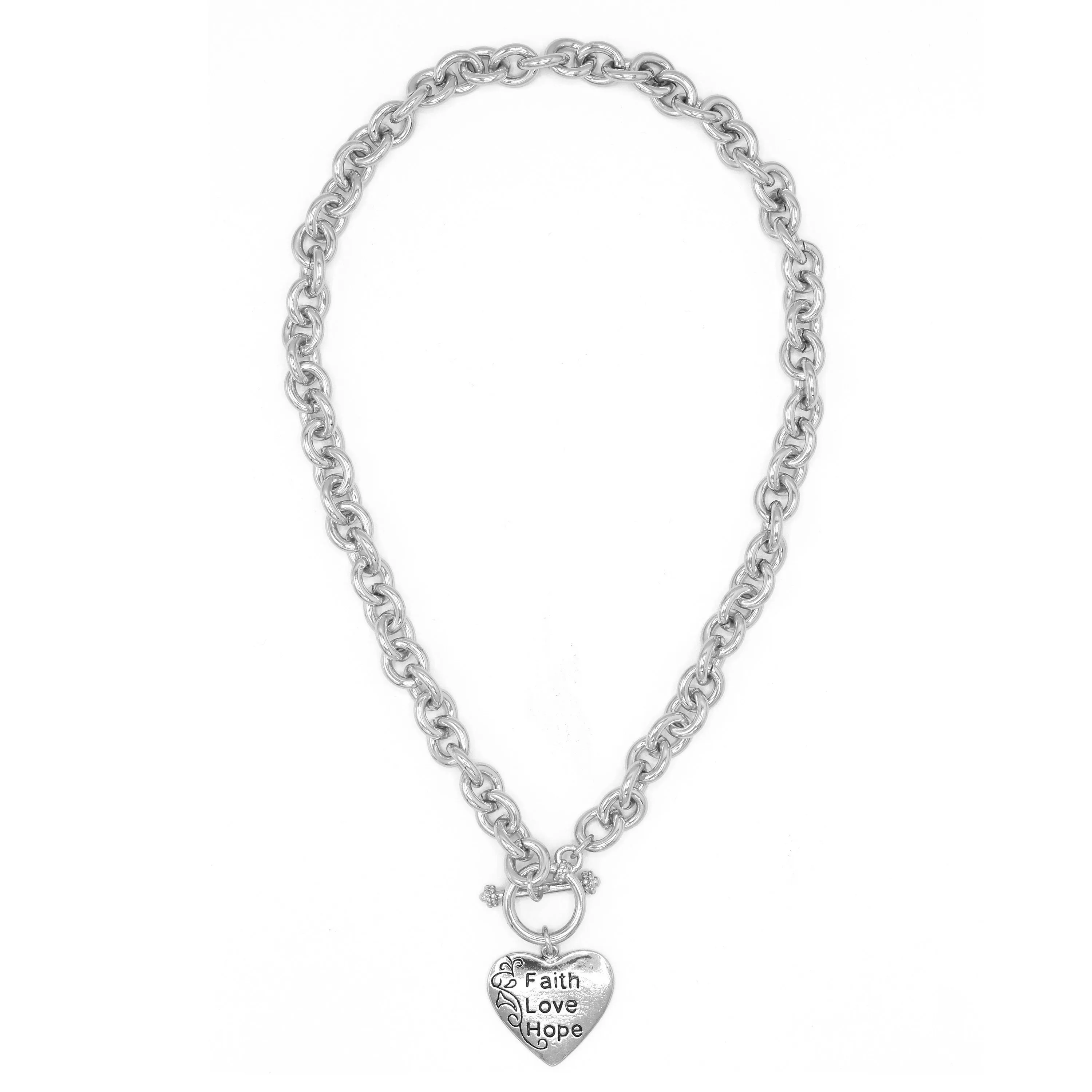 Silver Heart Pendant Chain Necklace #FW1203247 (UB4)