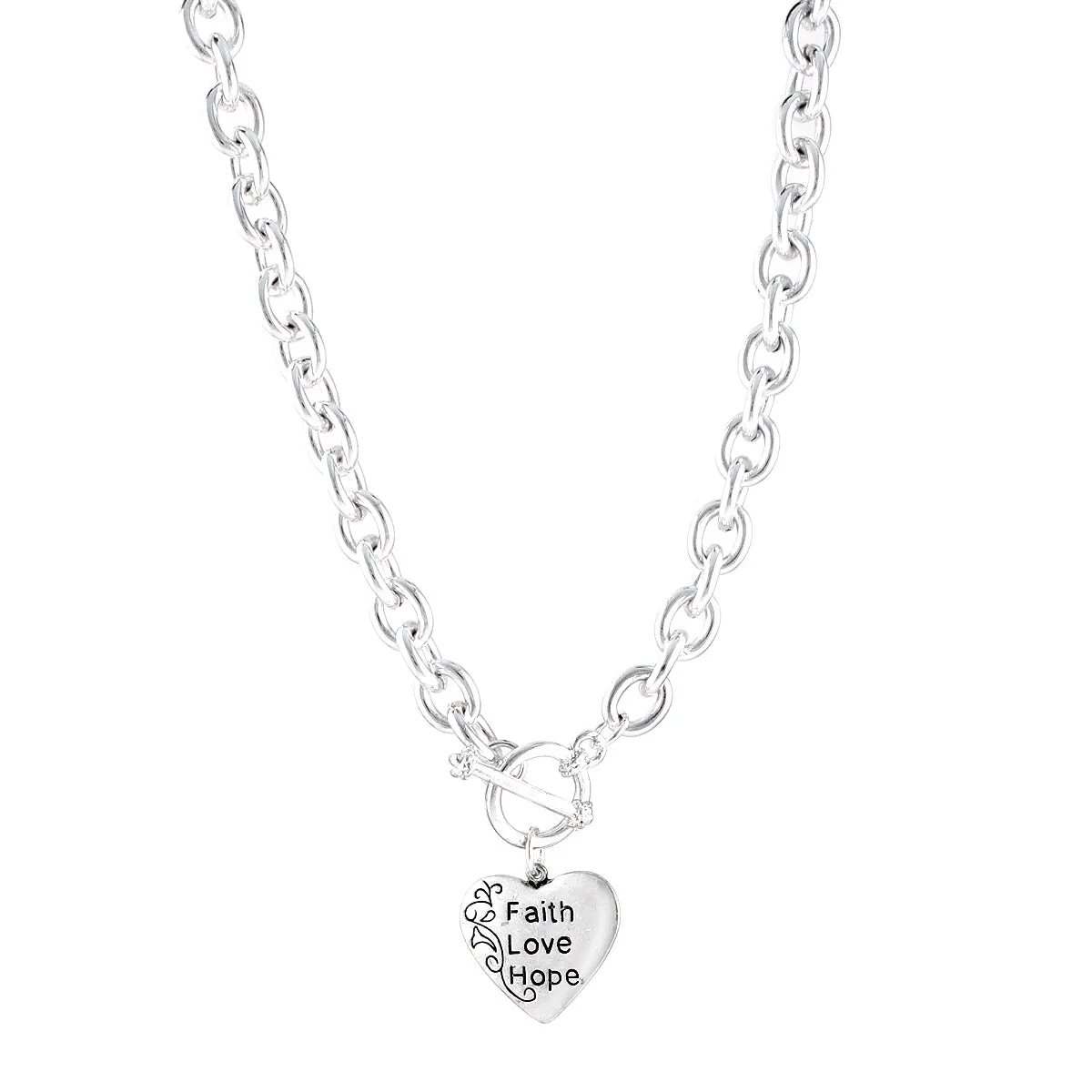 Silver Heart Pendant Chain Necklace #FW1203247 (UB4)