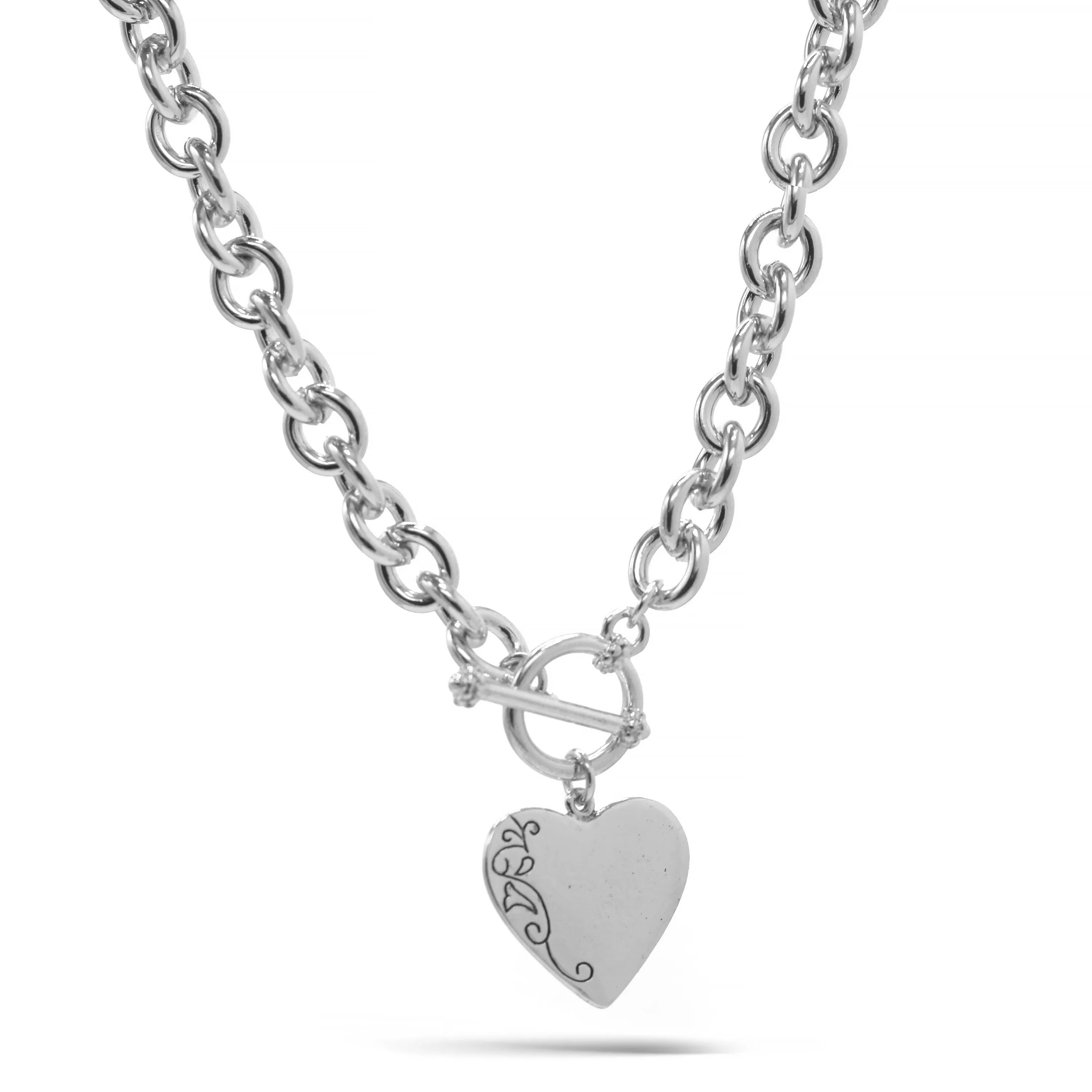 Silver Heart Pendant Chain Necklace #FW1203247 (UB4)