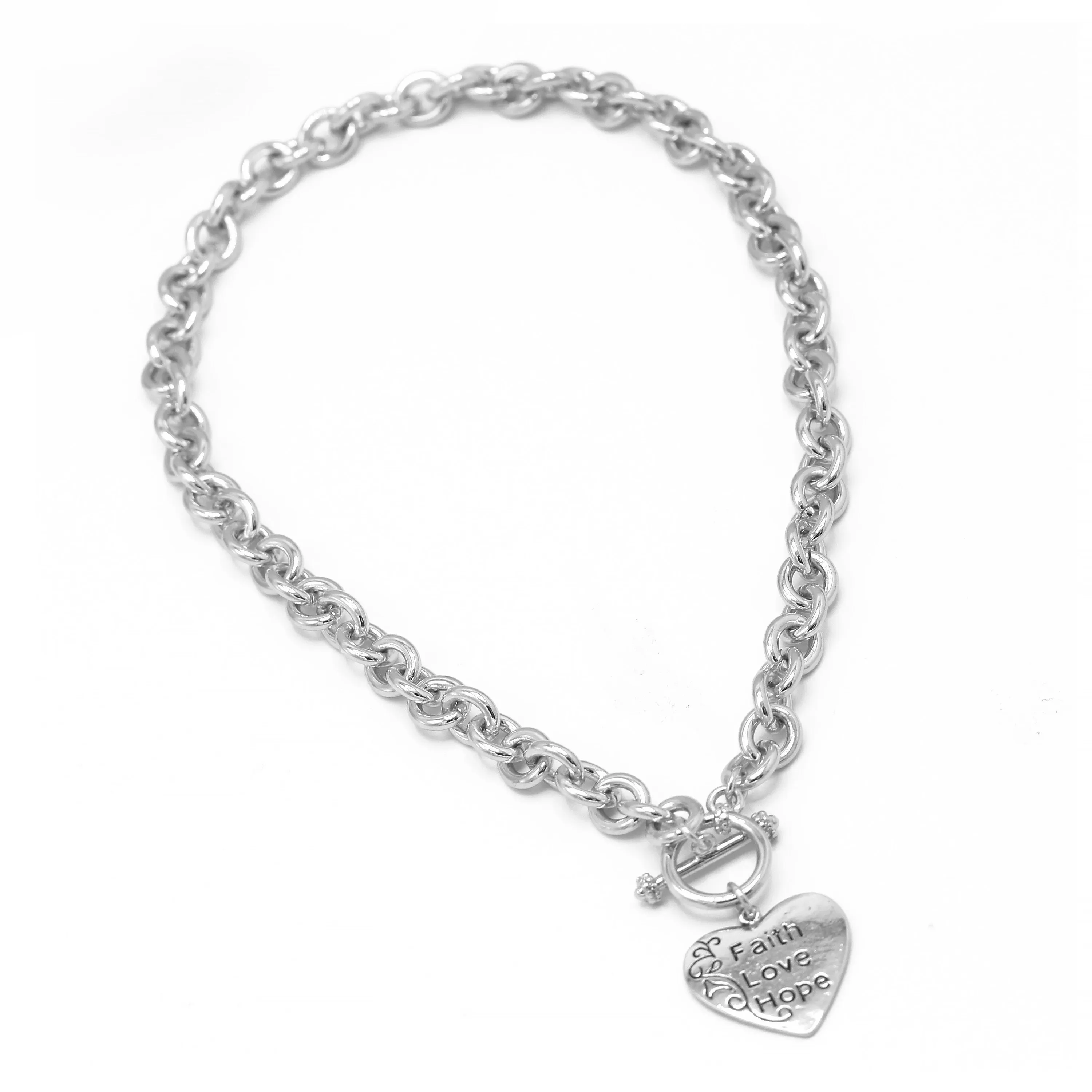 Silver Heart Pendant Chain Necklace #FW1203247 (UB4)