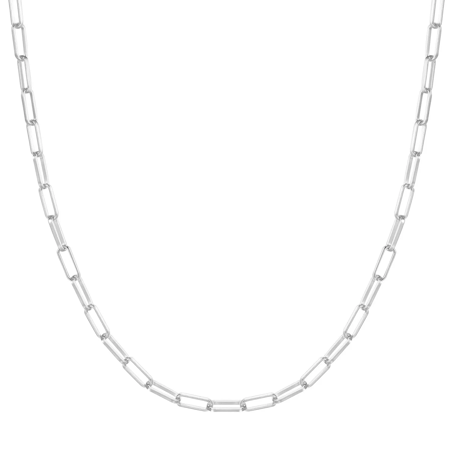 Silver Paperclip Chain Necklace & Bracelet Set