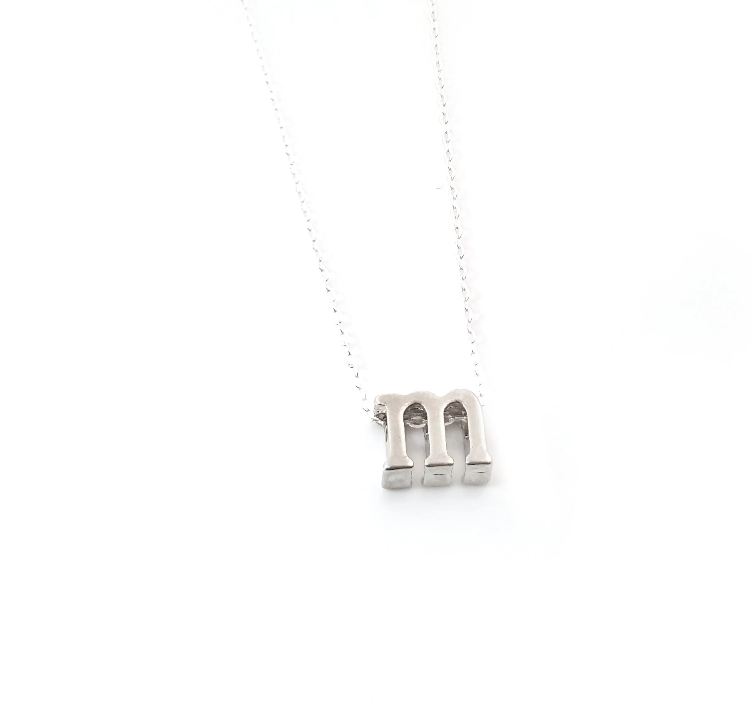 Silver Slide Initial Necklace - Initial Necklace for Her - Alphabet Letter Charm Necklace