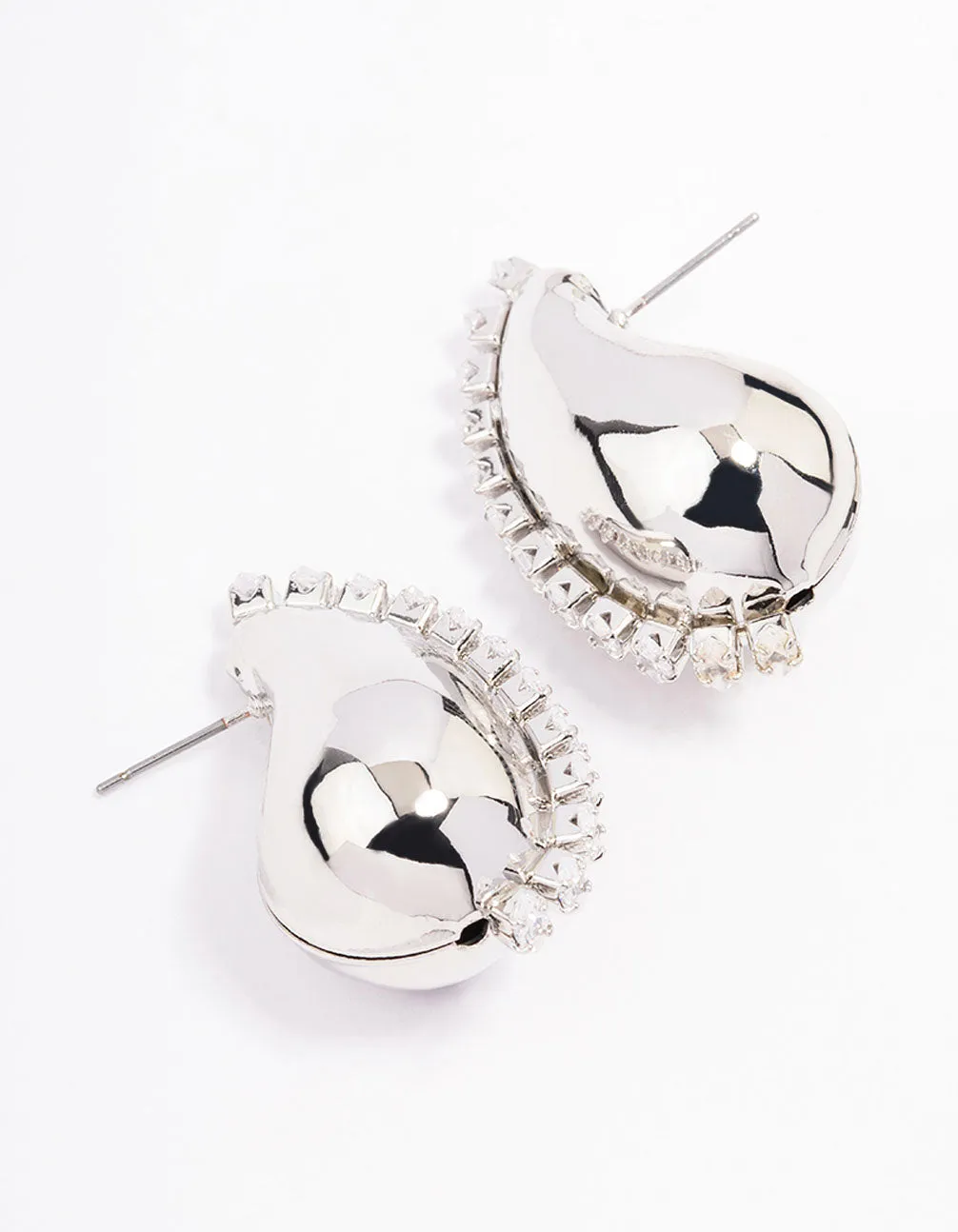 Silver Small Teardrop Stud Earrings