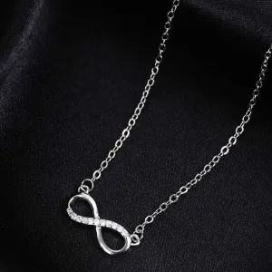 Silver Toned Delicate Crystal Infinity Necklace
